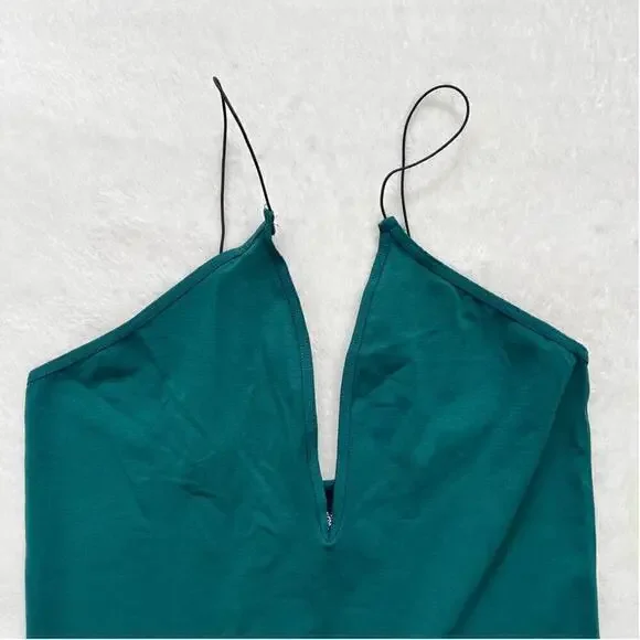 Free People Bodycon Split Neck Pullover Slim Mini Dress Green Women's Size M/L - Picture 2 of 5